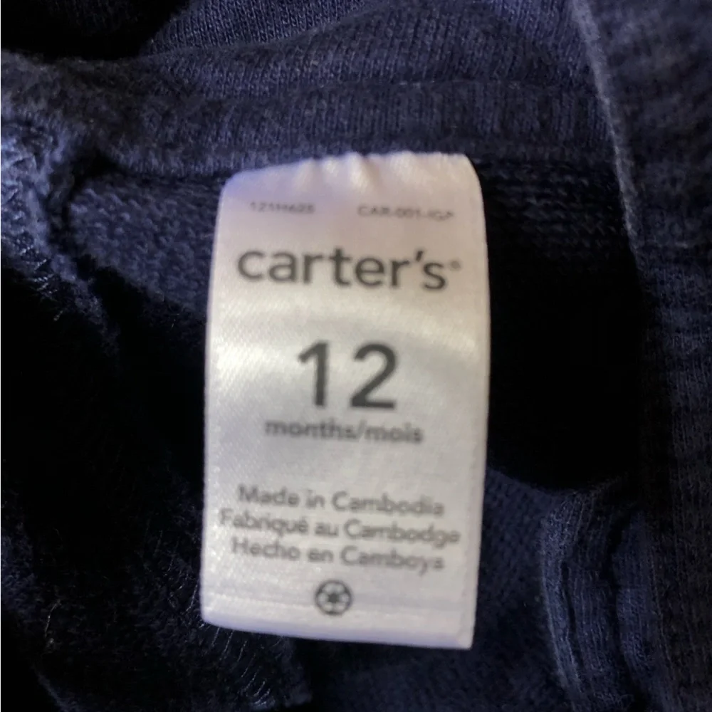 4/$20 Carters Navy Blue Monster Halloween Overalls Shorts Sz 12 Mo